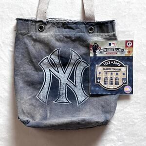 New York Yankees Canvas Tote Bag and Yankee Stadium Collectors Patch Distressed